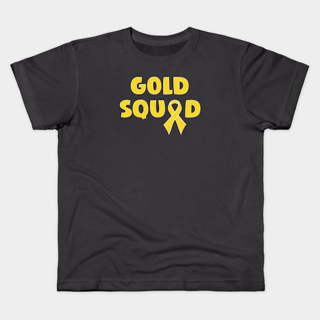 Gold squad simple ribbon awareness design Kids T-Shirt by Edgi